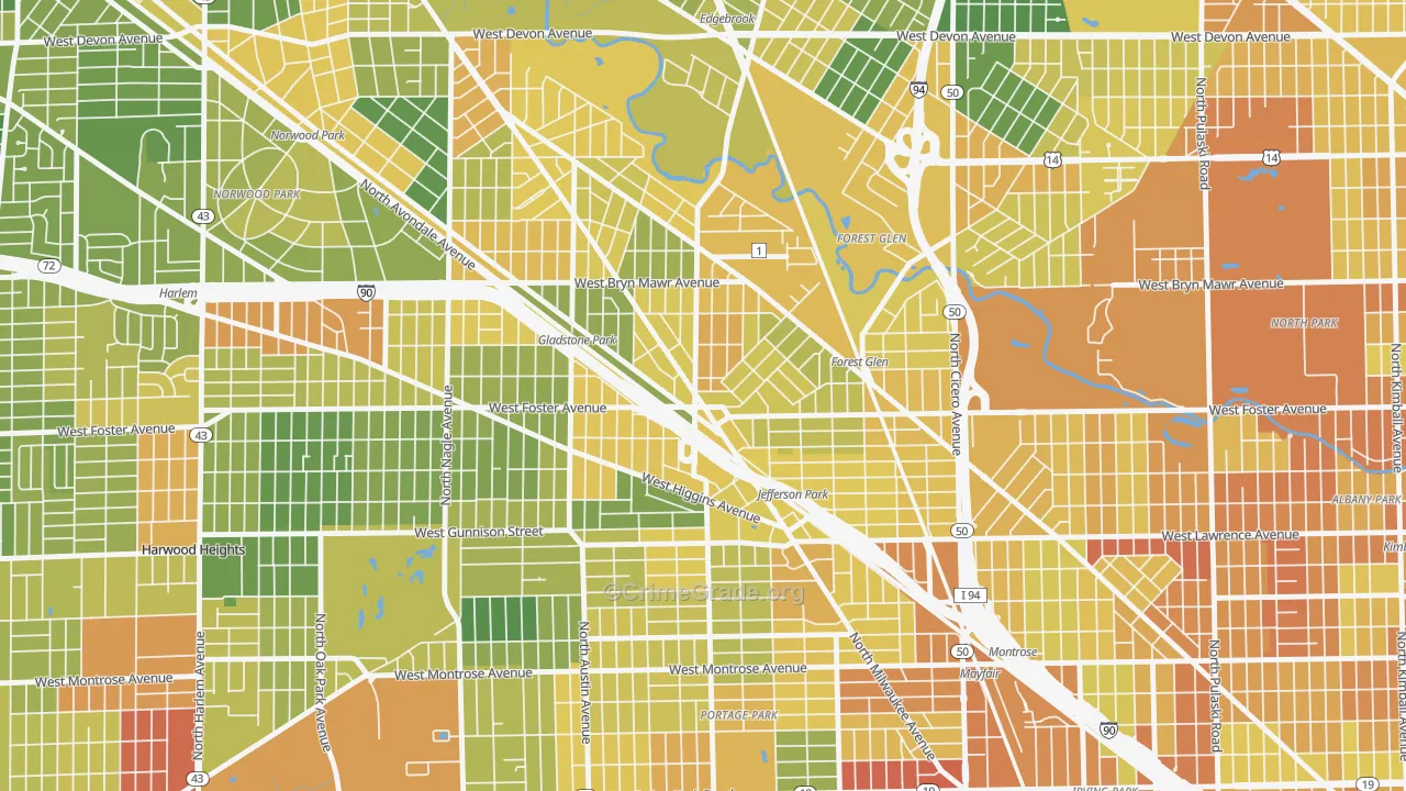 Jefferson Park, Chicago, IL Map of Assault Rates