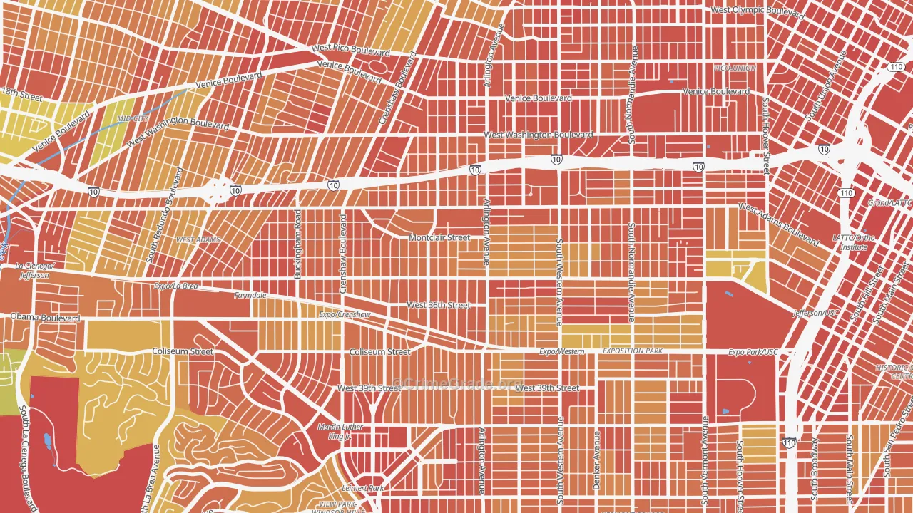 Jefferson Park, Los Angeles, CA Map of Assault Rates