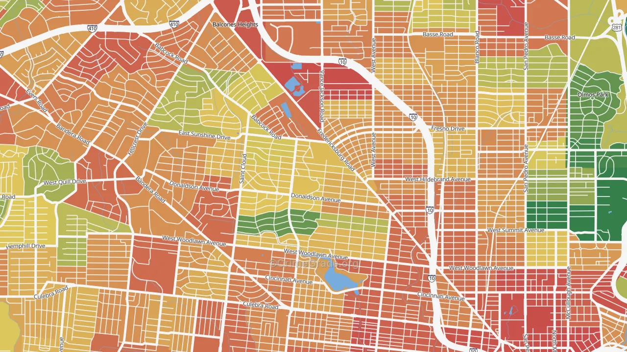 Jefferson, San Antonio, TX Map of Assault Rates