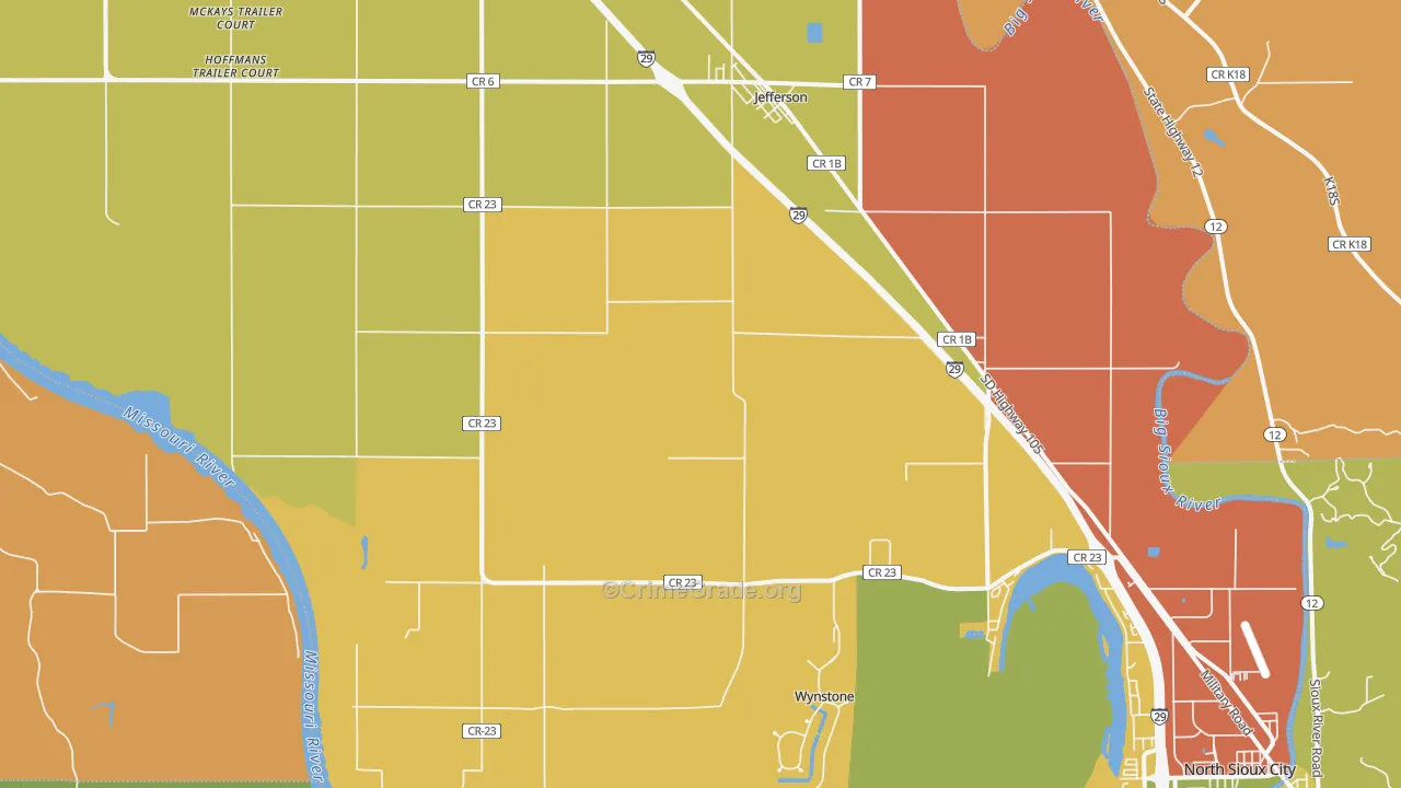 Jefferson, SD Map of Assault Rates