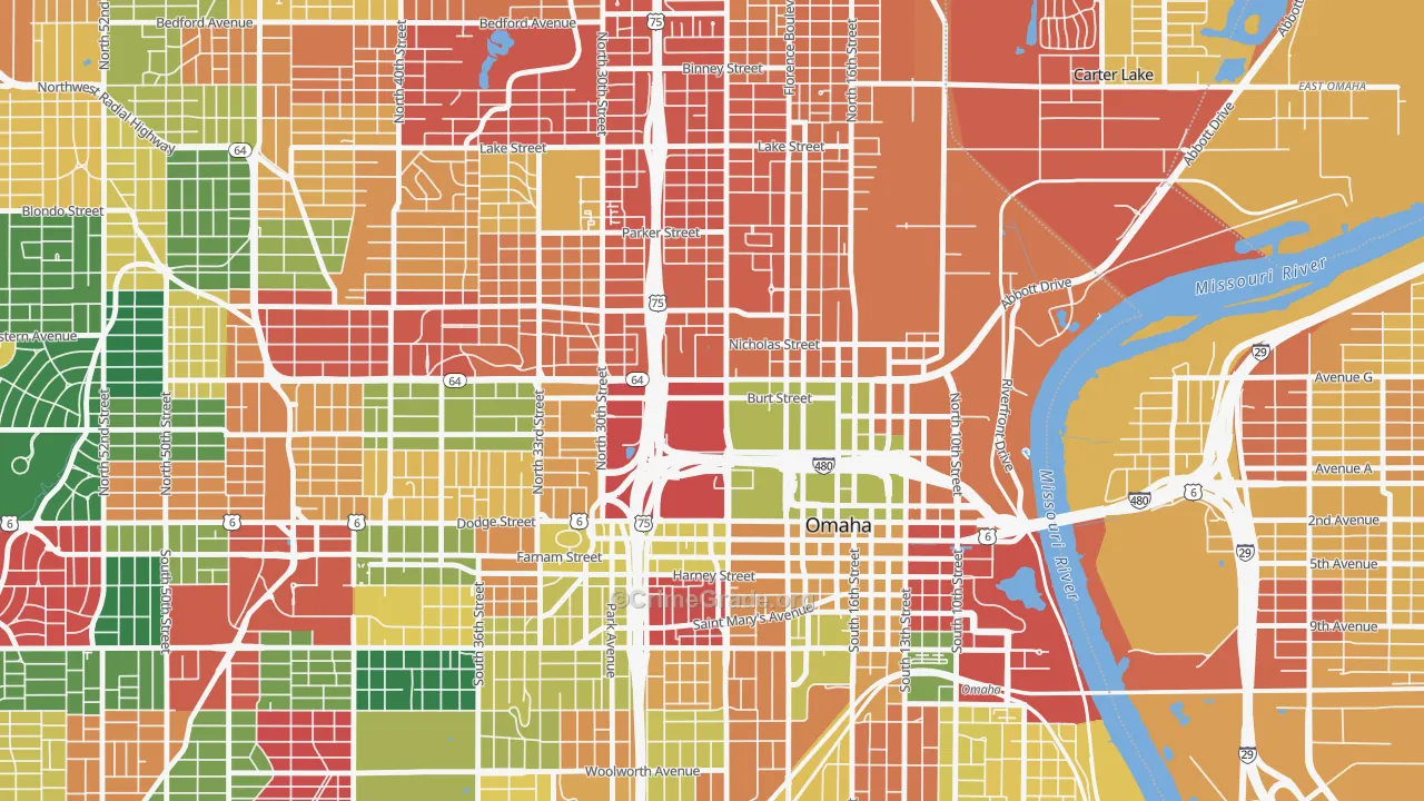 Jefferson Square, Omaha, NE Map of Assault Rates