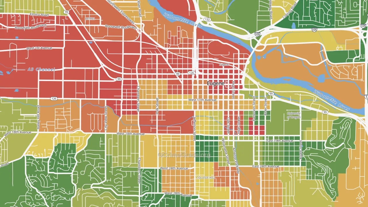 Jefferson Westside, Eugene, OR Map of Assault Rates