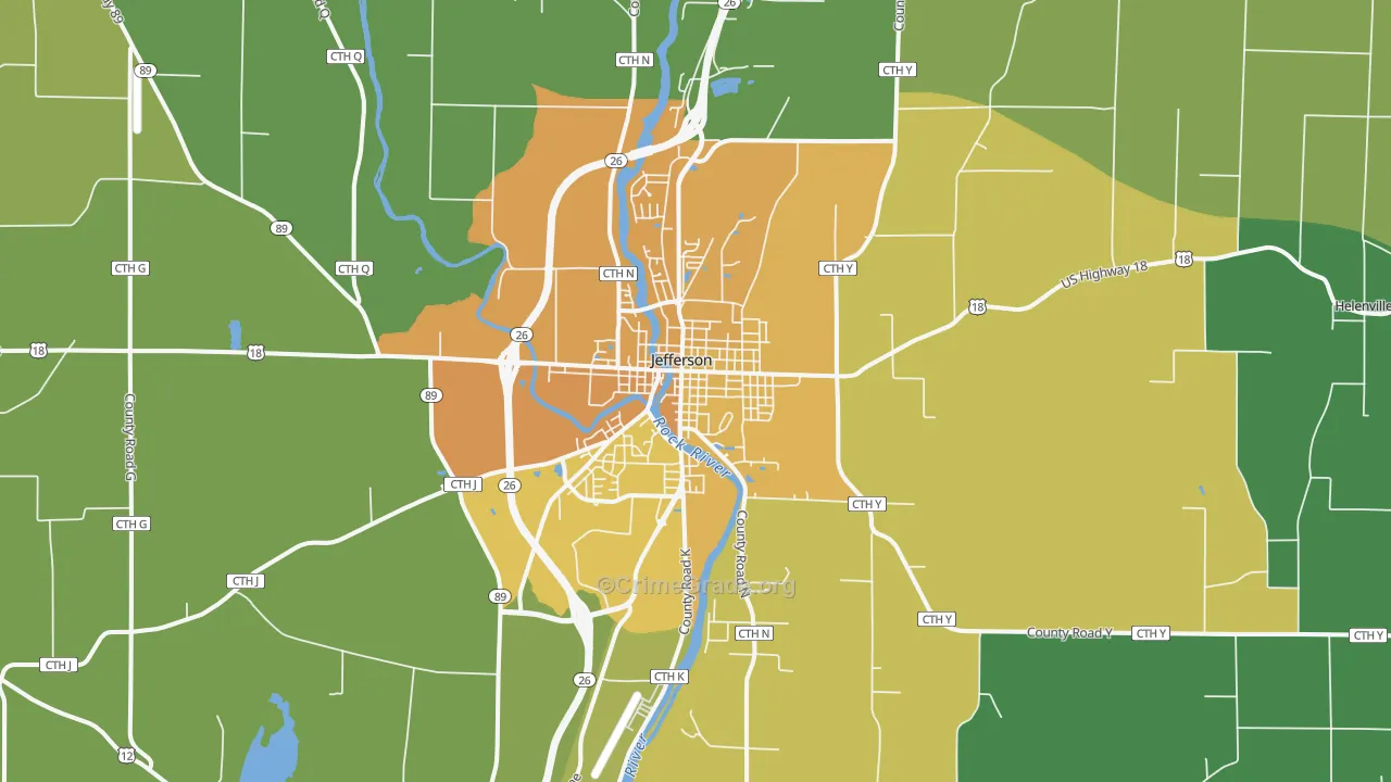 Jefferson, WI Map of Assault Rates