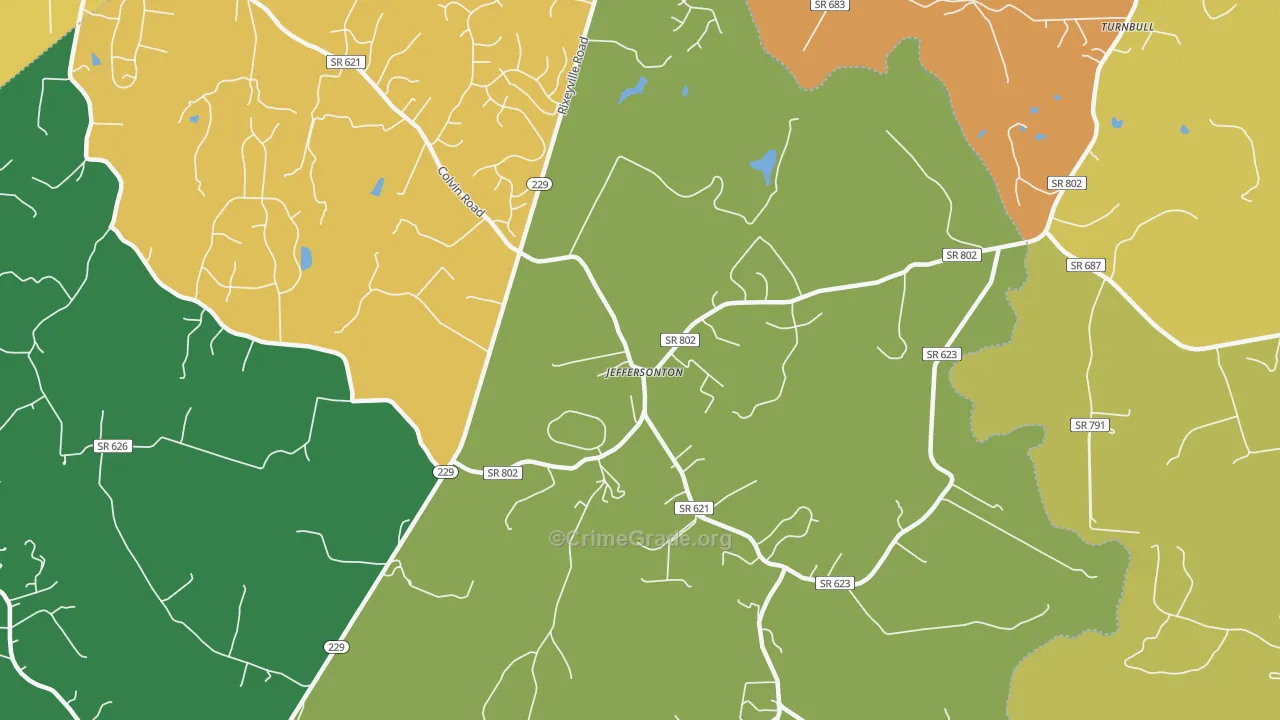 Jeffersonton, VA Map of Assault Rates