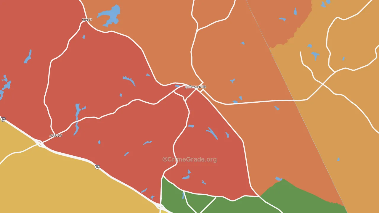 Jeffersonville, GA Map of Assault Rates