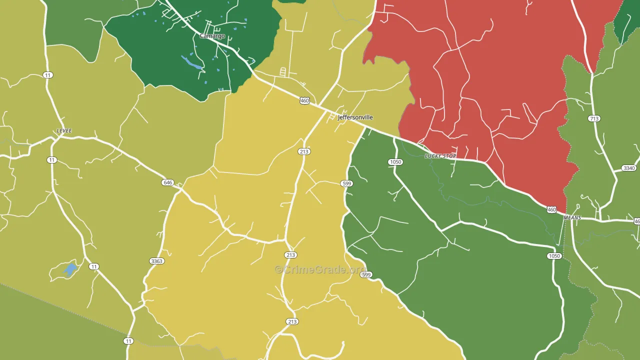 Jeffersonville, KY Map of Assault Rates