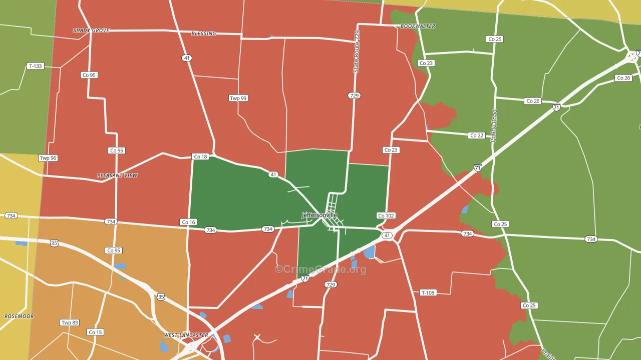 Jeffersonville, OH Map of Assault Rates