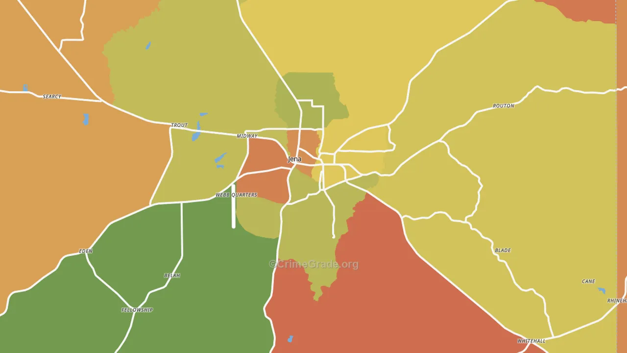 Jena, LA Map of Assault Rates