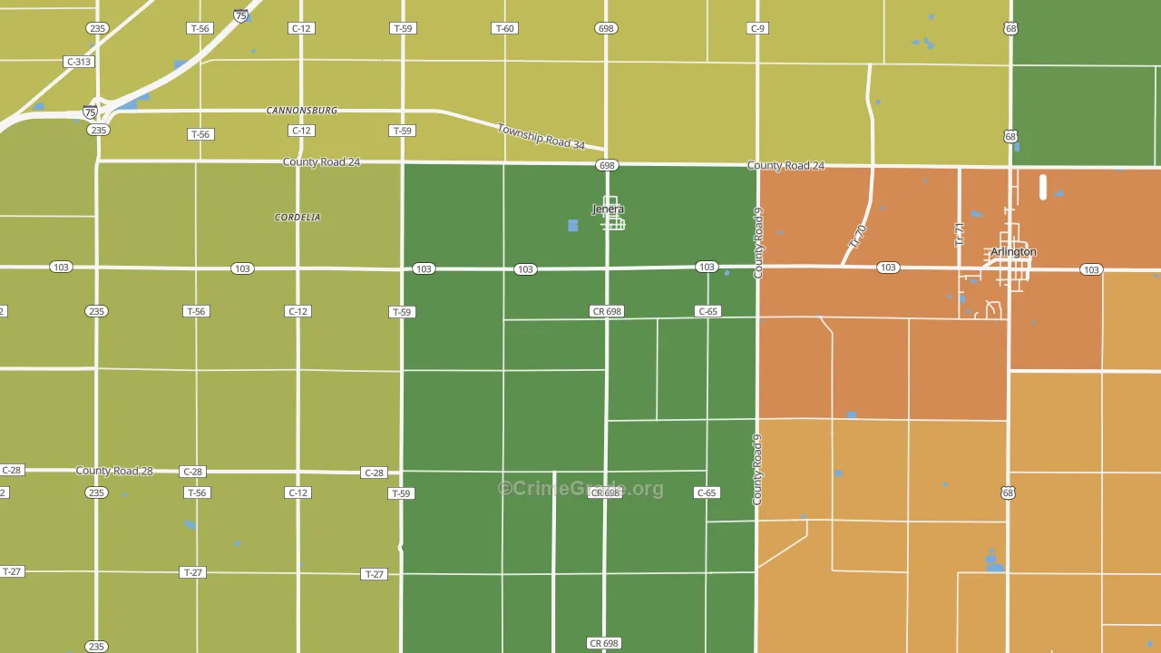 Jenera, OH Map of Assault Rates