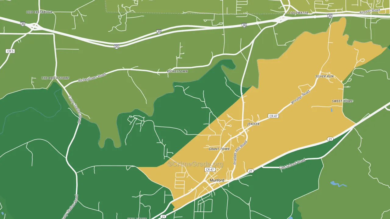 Jenifer, AL Map of Assault Rates
