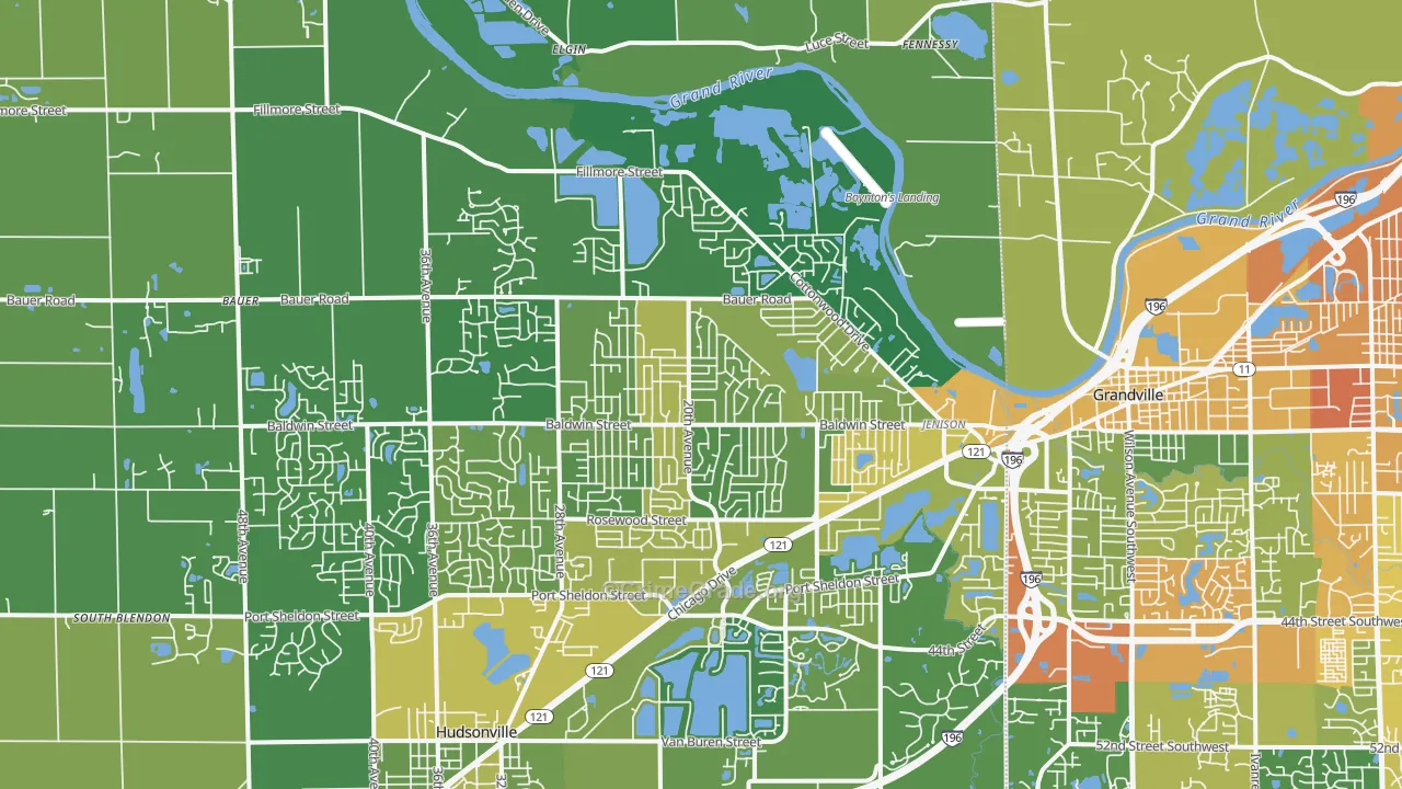 Jenison, MI Map of Assault Rates