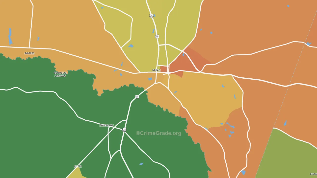 Jenkins County, GA Map of Assault Rates