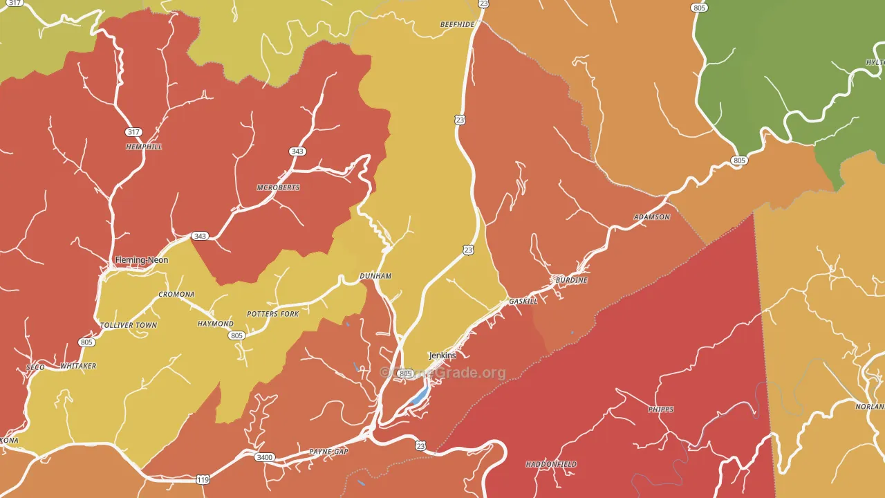 Jenkins, KY Map of Assault Rates