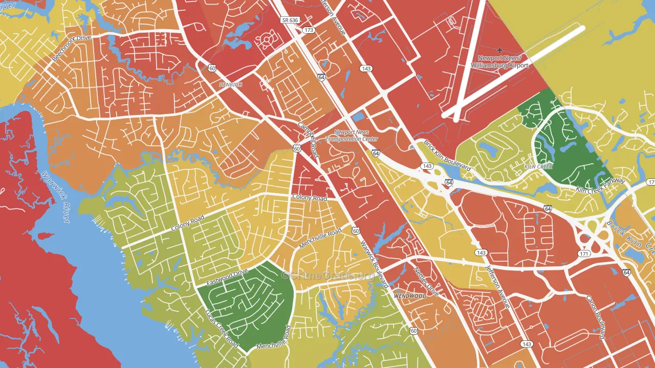 Jenkins, Newport News, VA Map of Assault Rates