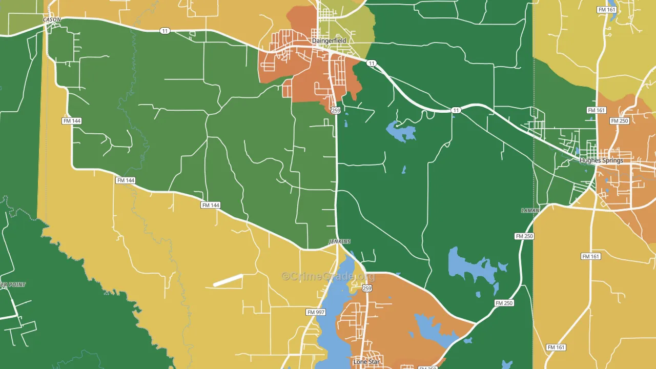 Jenkins, TX Map of Assault Rates