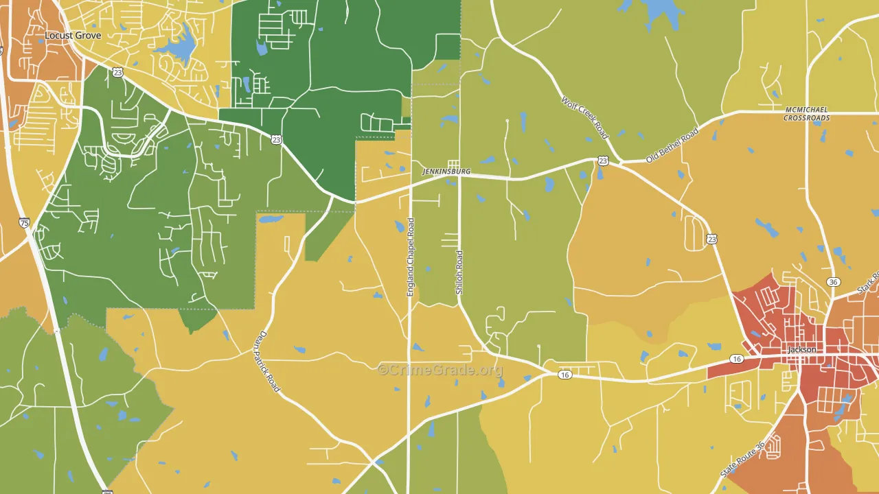 Jenkinsburg, GA Map of Assault Rates
