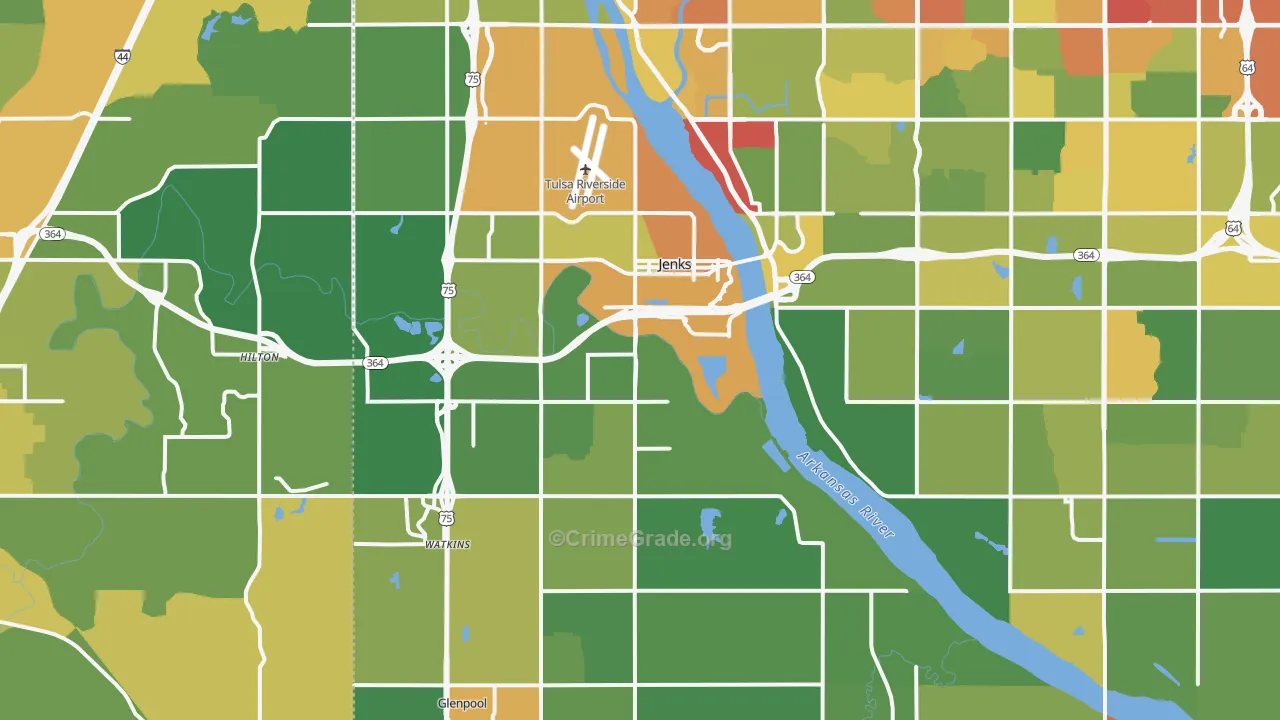 Jenks, OK Map of Assault Rates