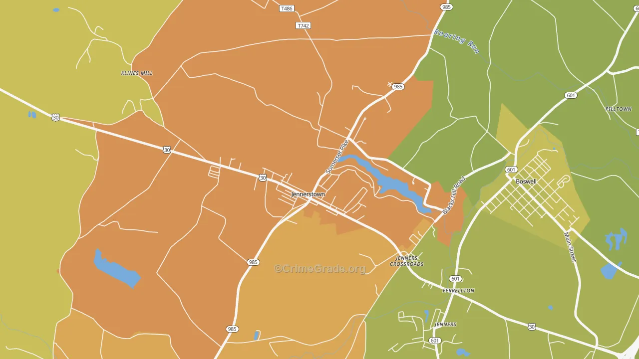 Jennerstown, PA Map of Assault Rates