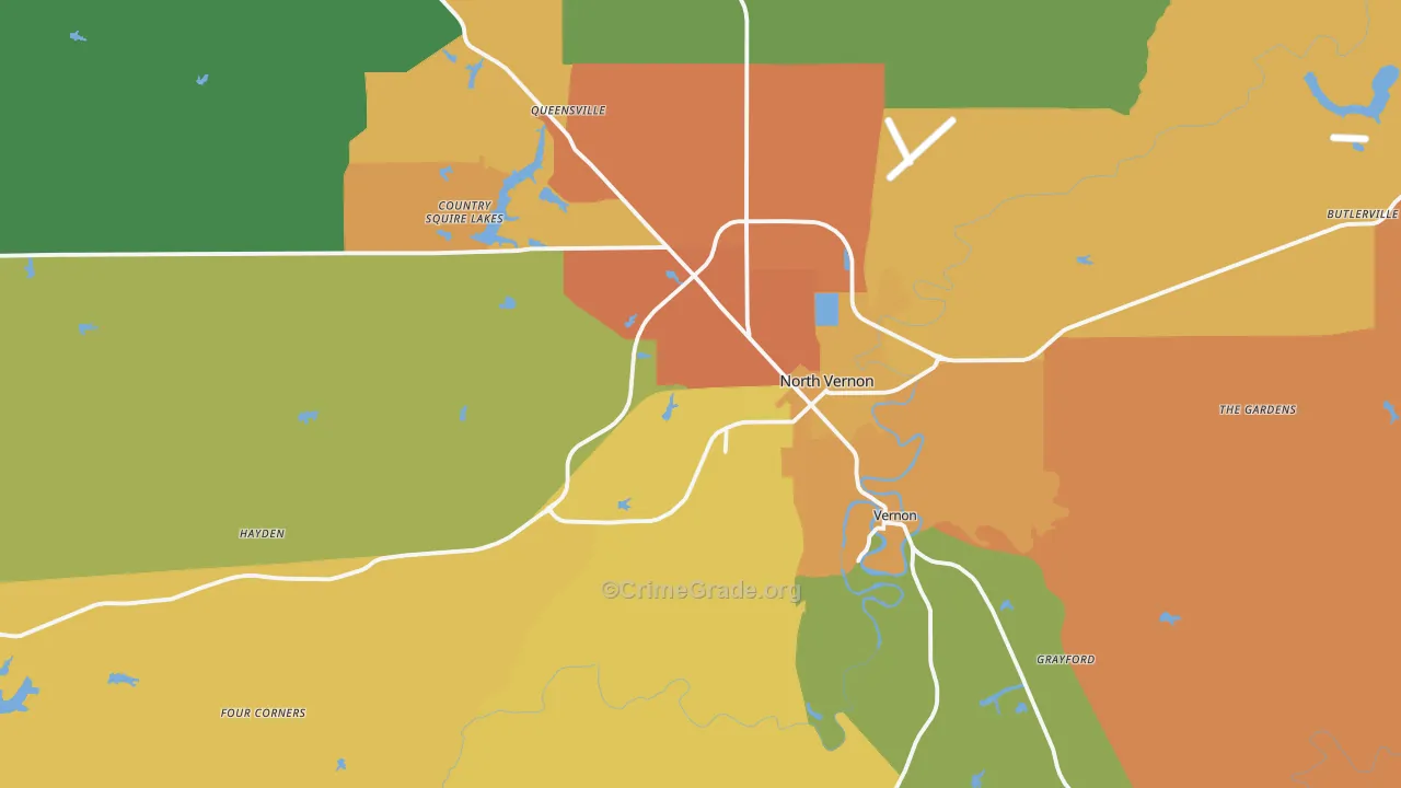 Jennings County, IN Map of Assault Rates
