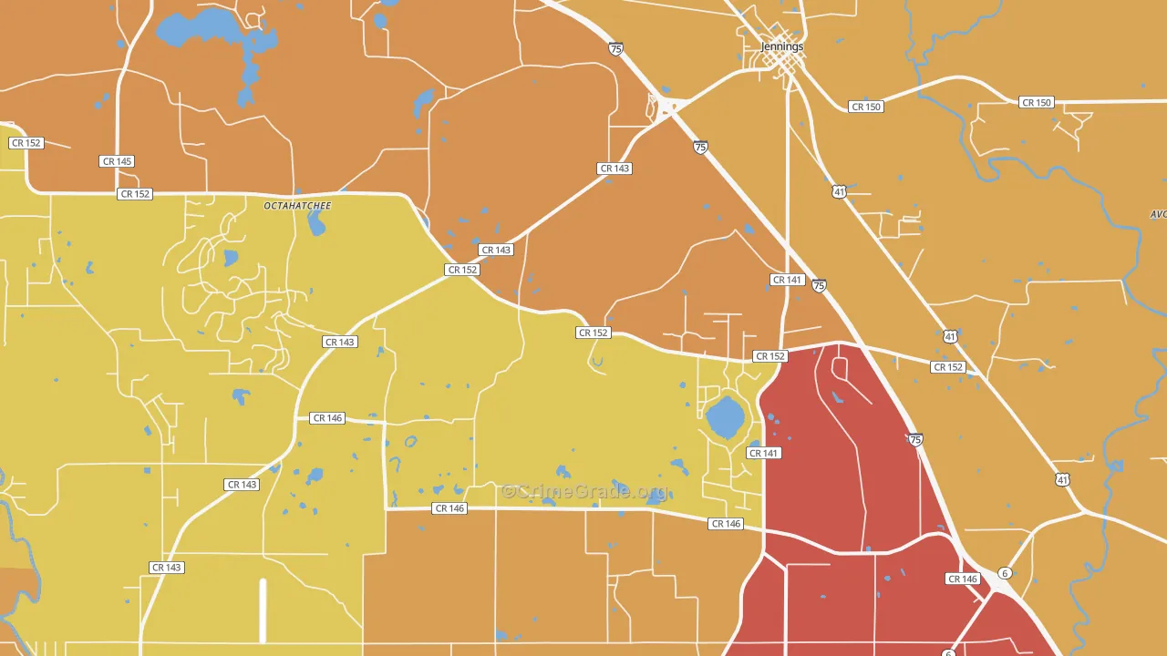Jennings, FL Map of Assault Rates
