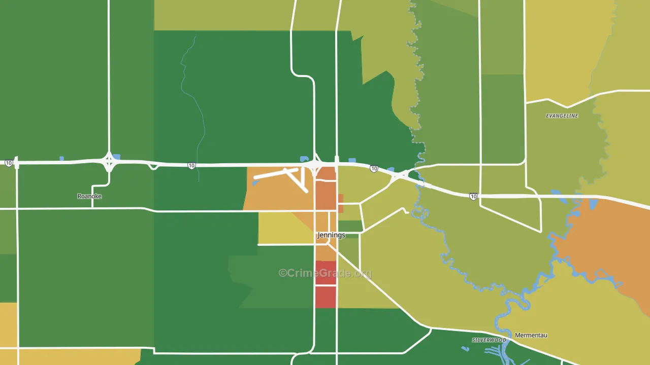 Jennings, LA Map of Assault Rates