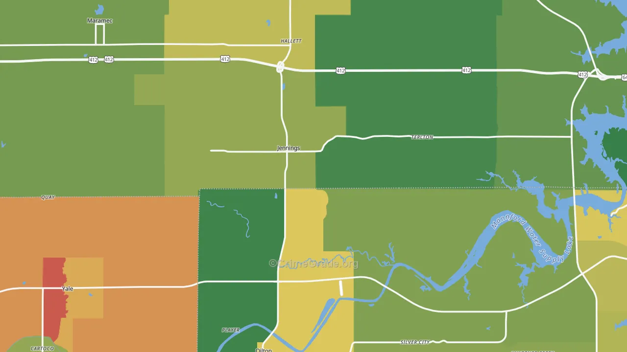 Jennings, OK Map of Assault Rates