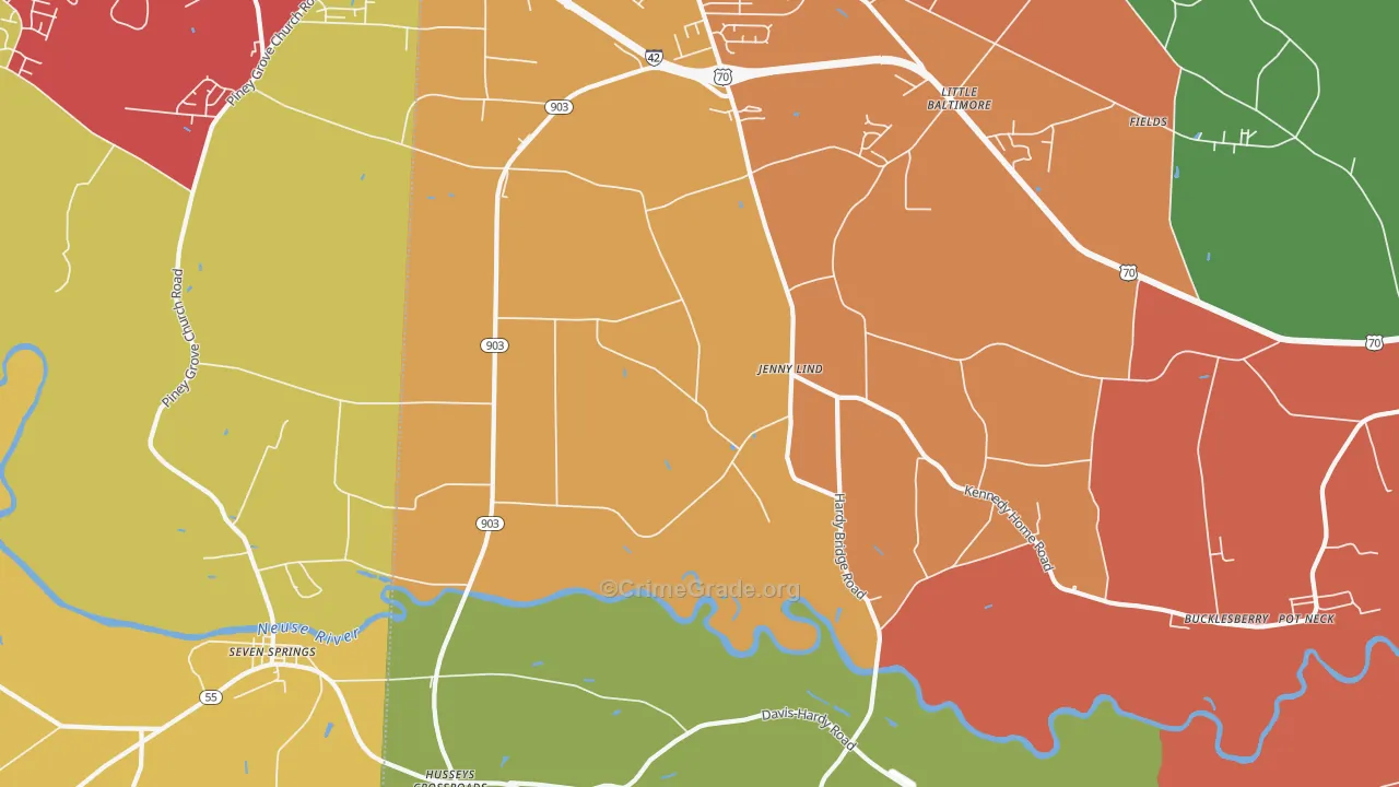 Jenny Lind, NC Map of Assault Rates