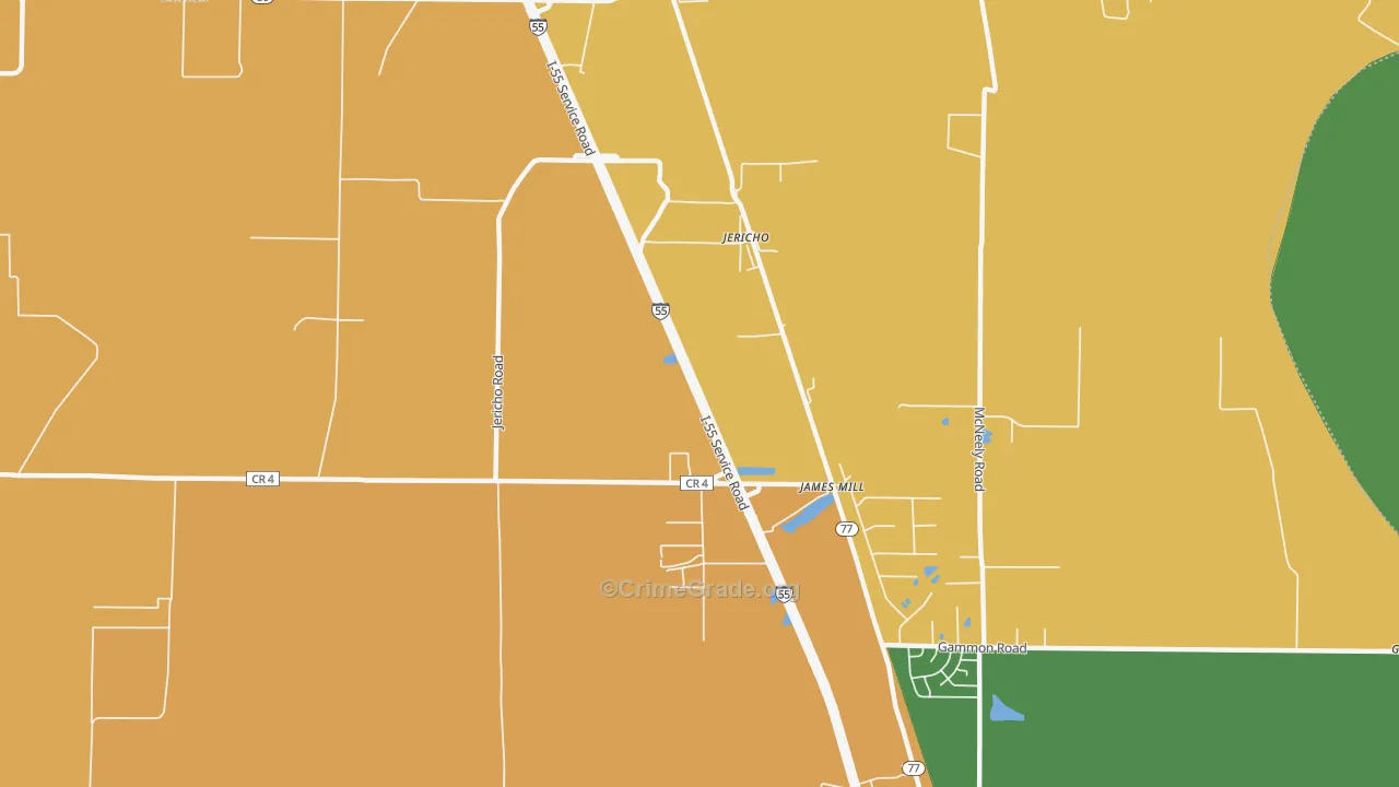 Jericho, AR Map of Assault Rates
