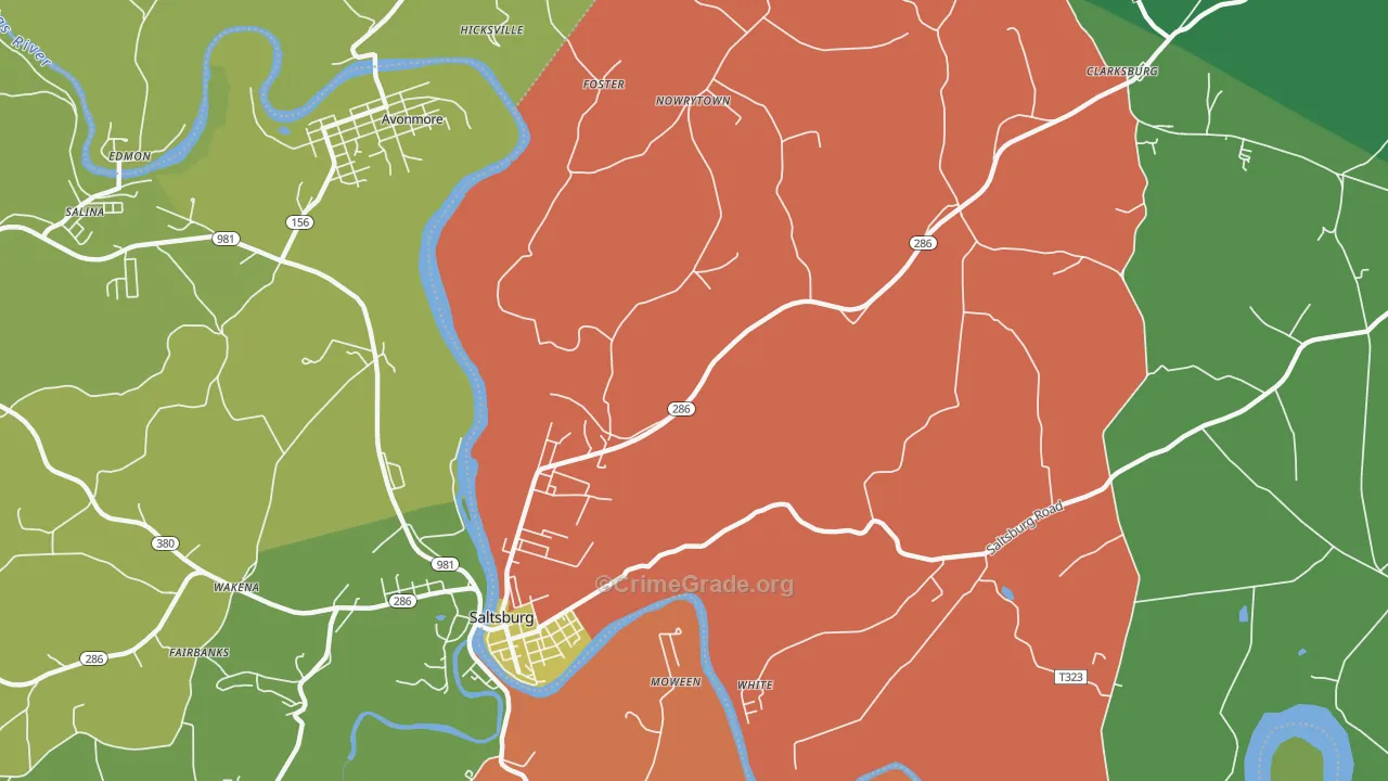 Jericho, PA Map of Assault Rates