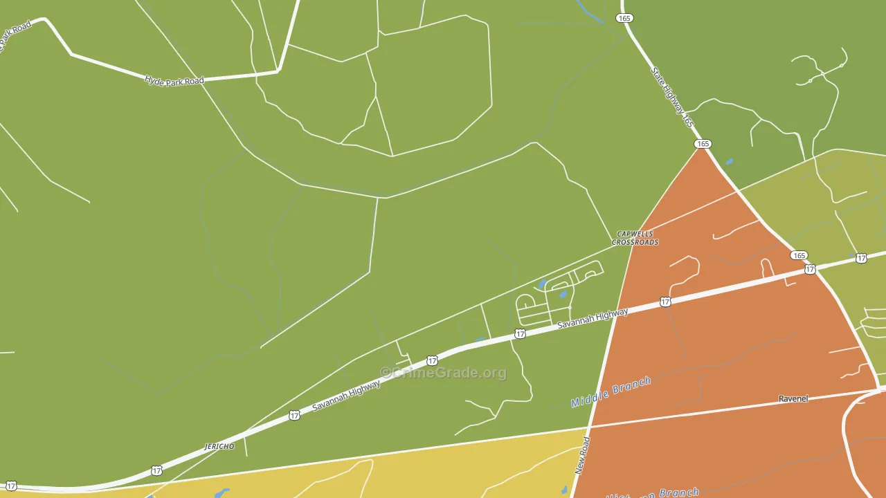 Jericho, SC Map of Assault Rates