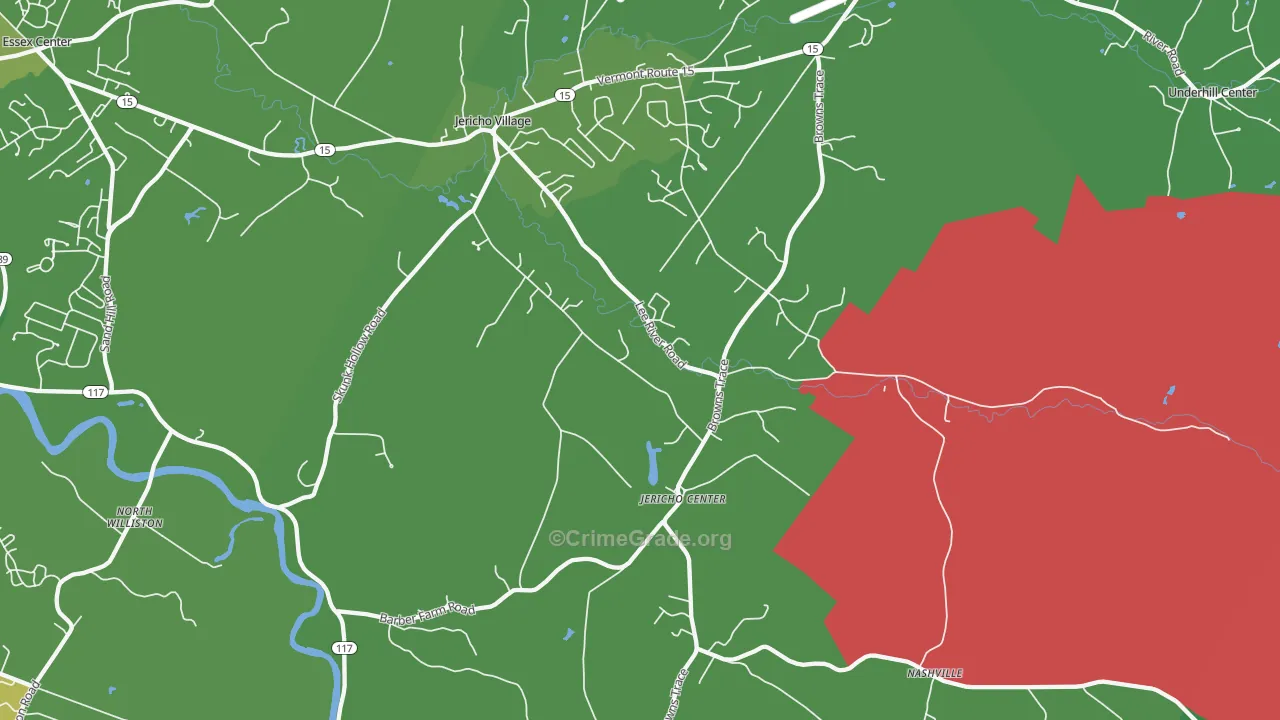 Jericho, VT Map of Assault Rates