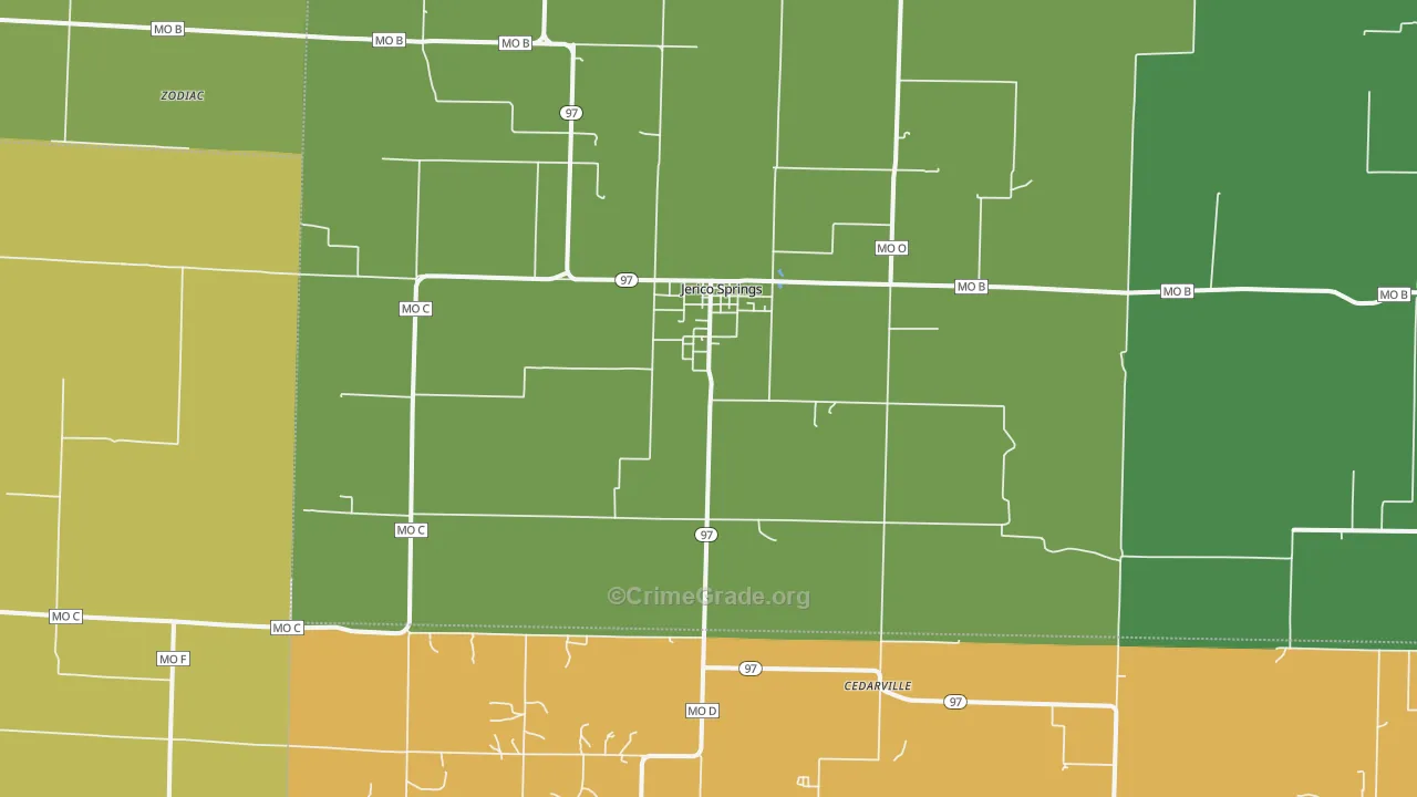 Jerico Springs, MO Map of Assault Rates