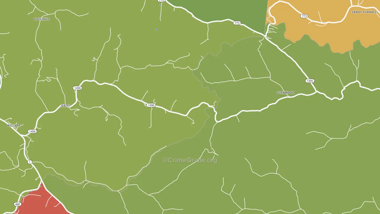 Jeriel, KY Map of Assault Rates
