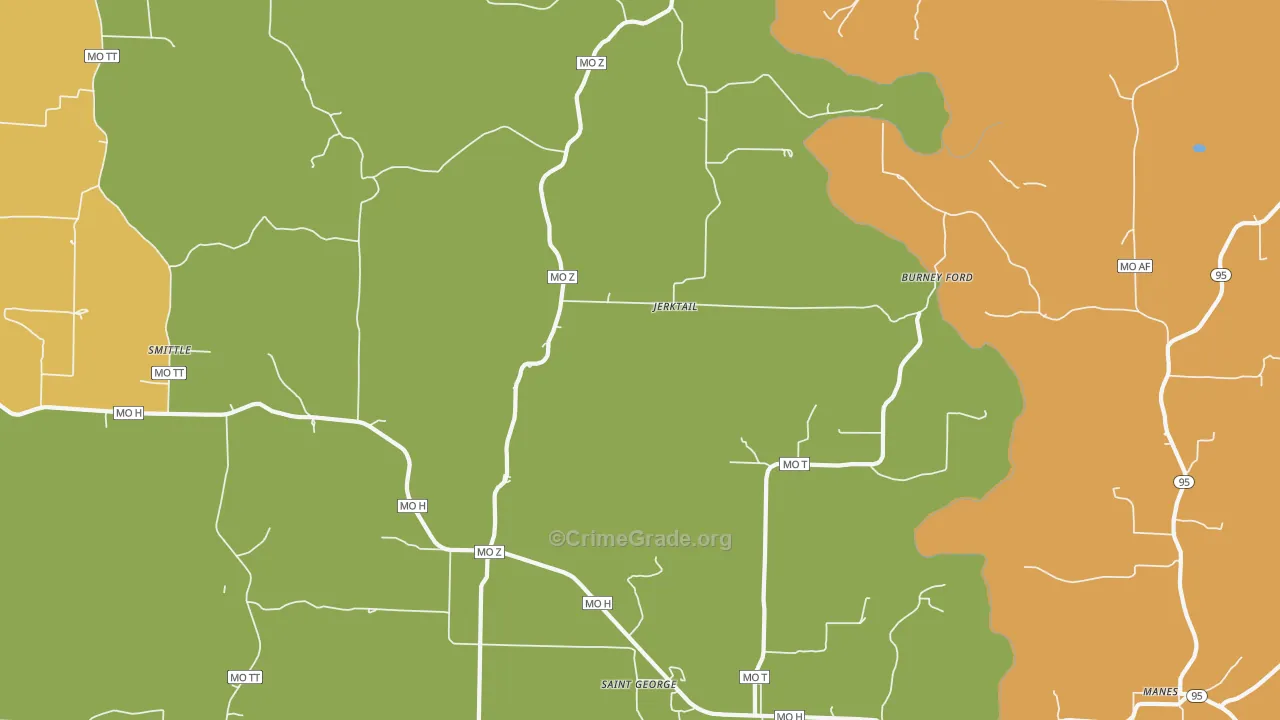 Jerktail, MO Map of Assault Rates