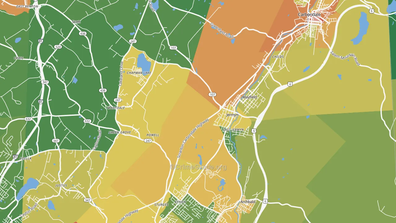 Jermyn, PA Map of Assault Rates