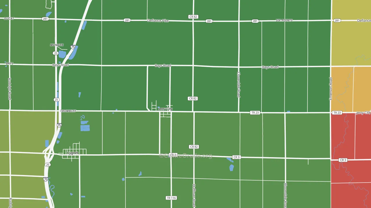 Jerry City, OH Map of Assault Rates
