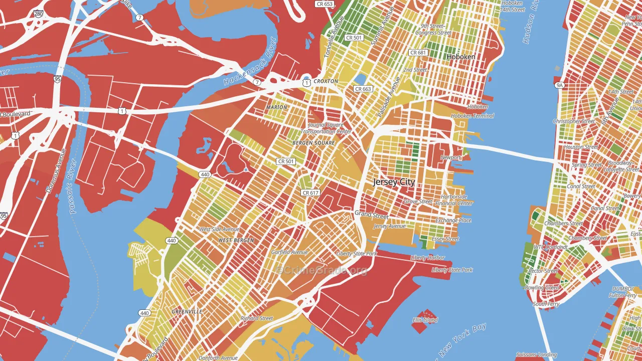 Jersey City, NJ Map of Assault Rates