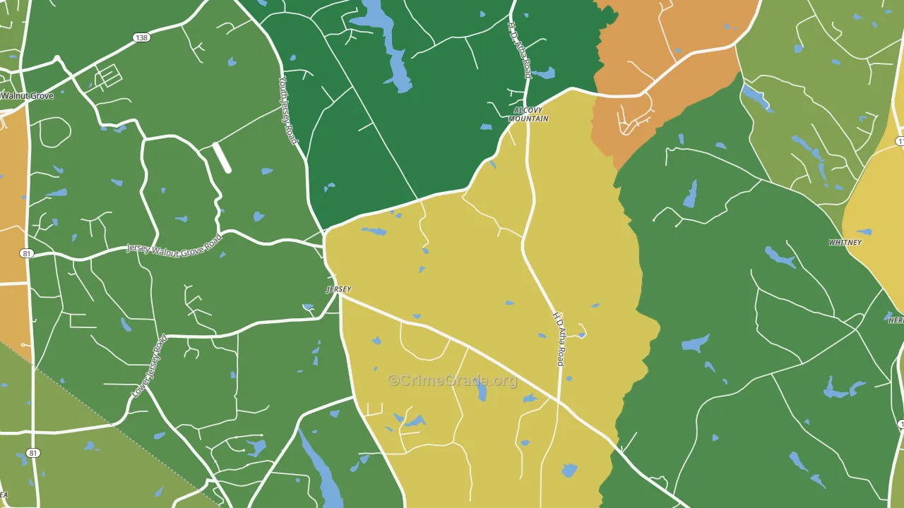 Jersey, GA Map of Assault Rates