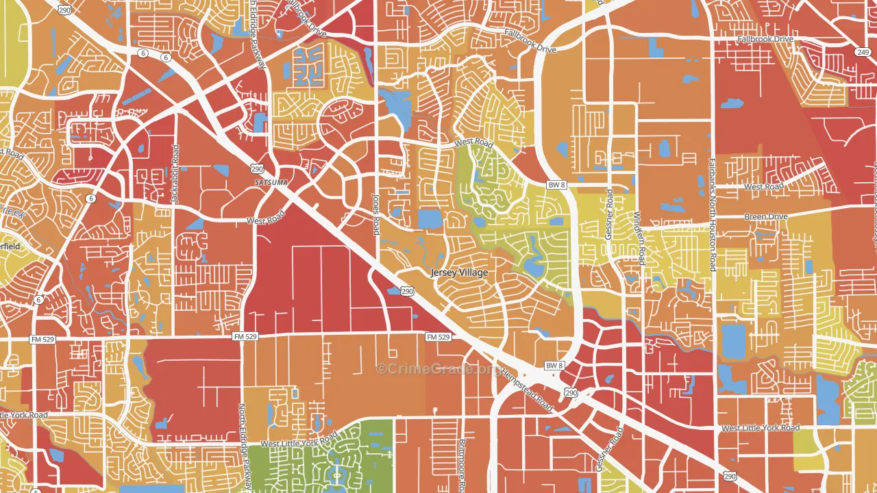 Jersey Village, TX Map of Assault Rates