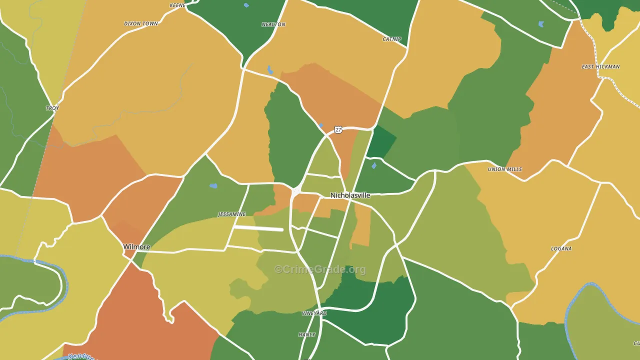 Jessamine County, KY Map of Assault Rates