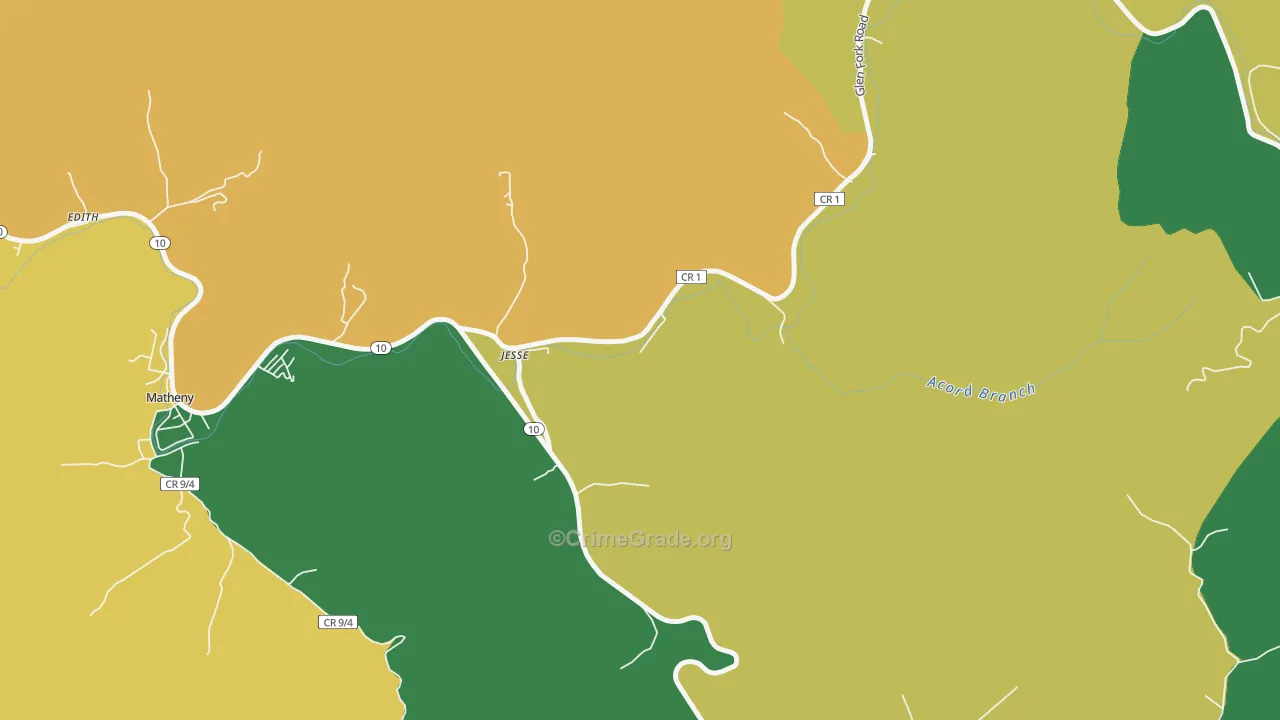 Jesse, WV Map of Assault Rates