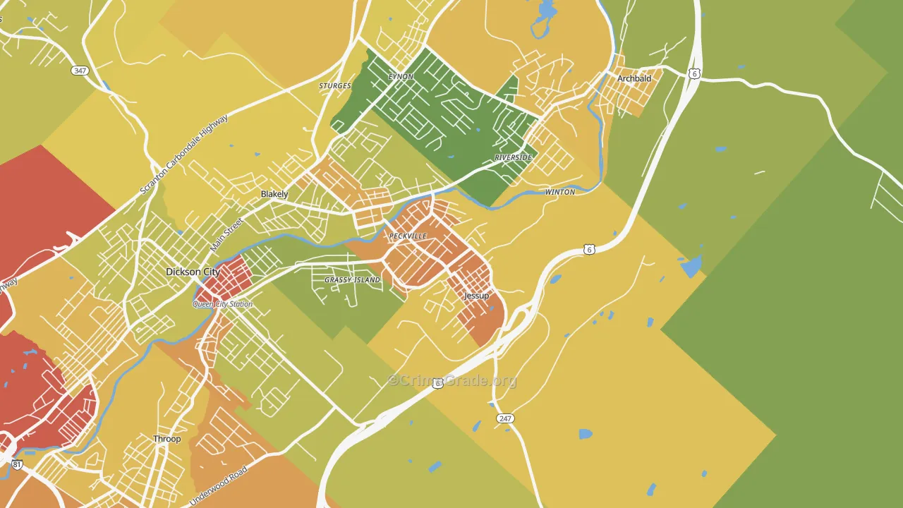 Jessup, PA Map of Assault Rates