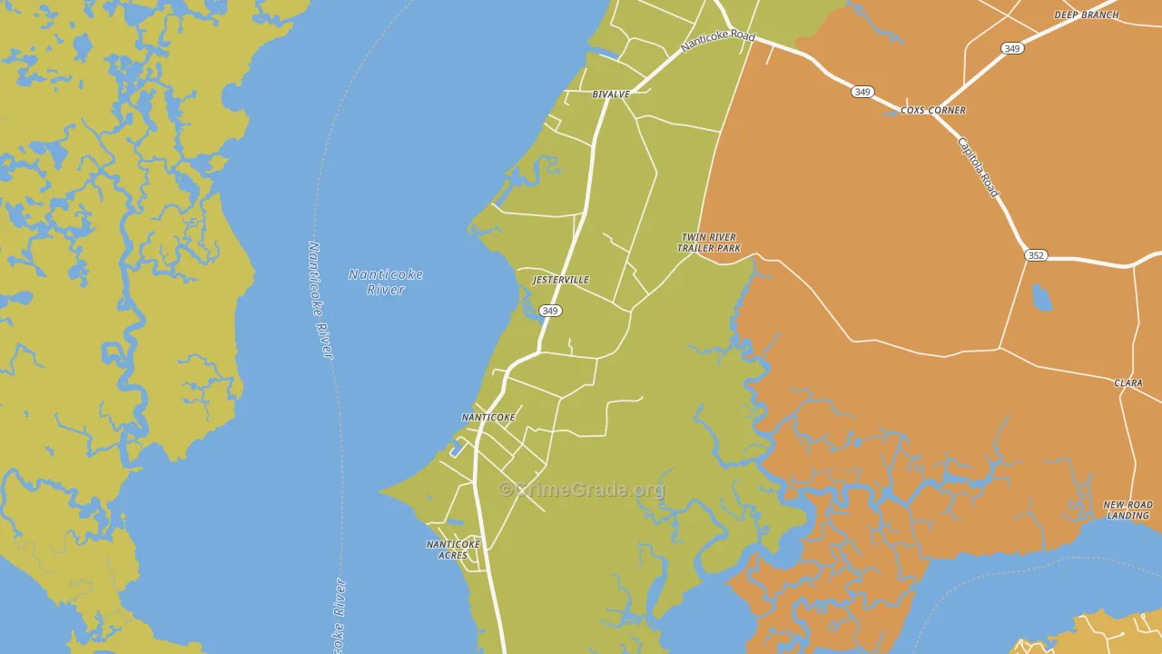 Jesterville, MD Map of Assault Rates