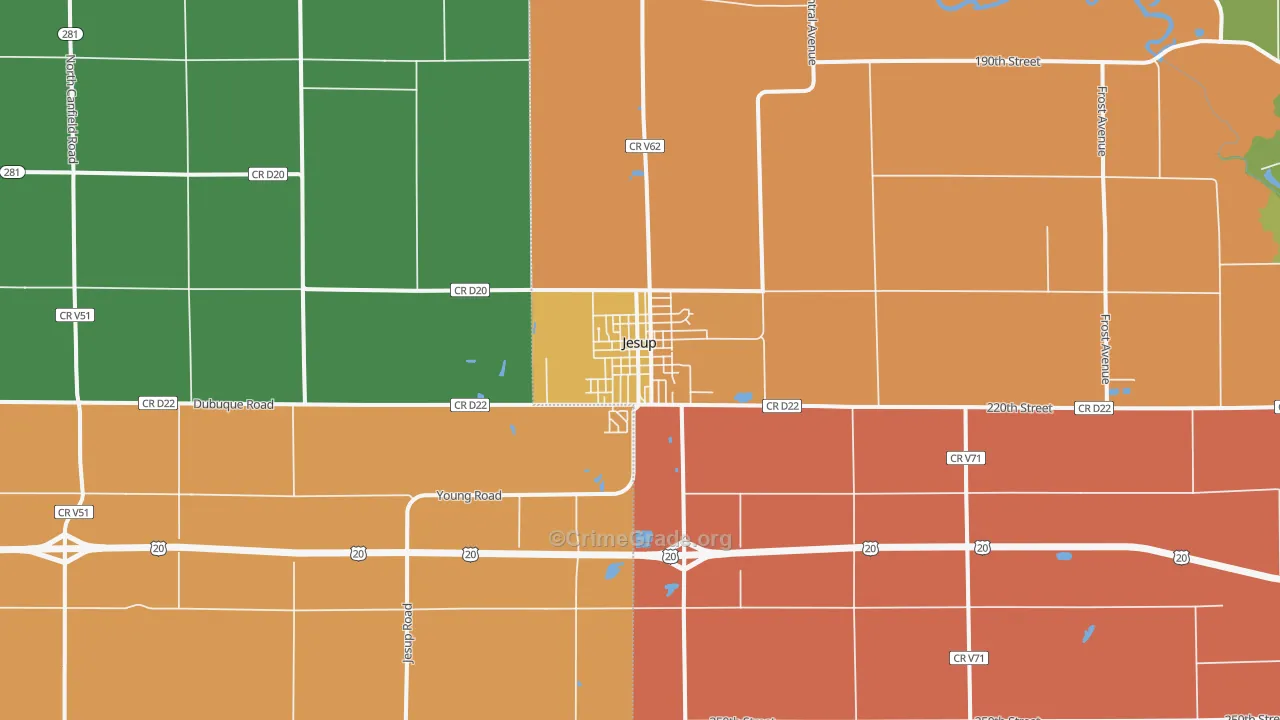 Jesup, IA Map of Assault Rates