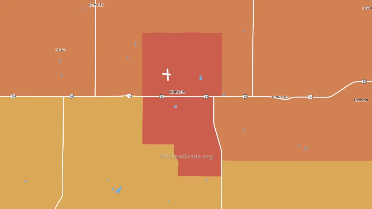 Jewell County, KS Map of Assault Rates