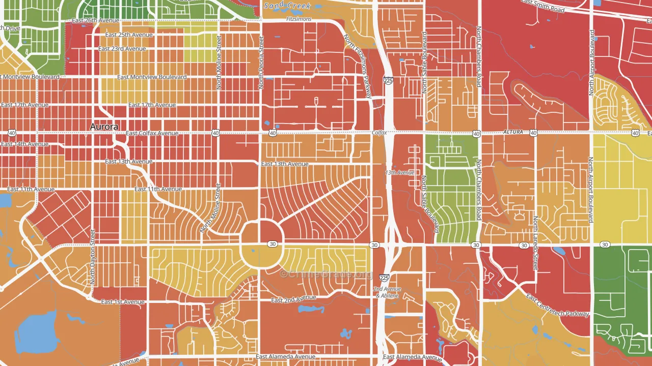 Jewell Heights-Hoffman Heights, Aurora, CO Map of Assault Rates