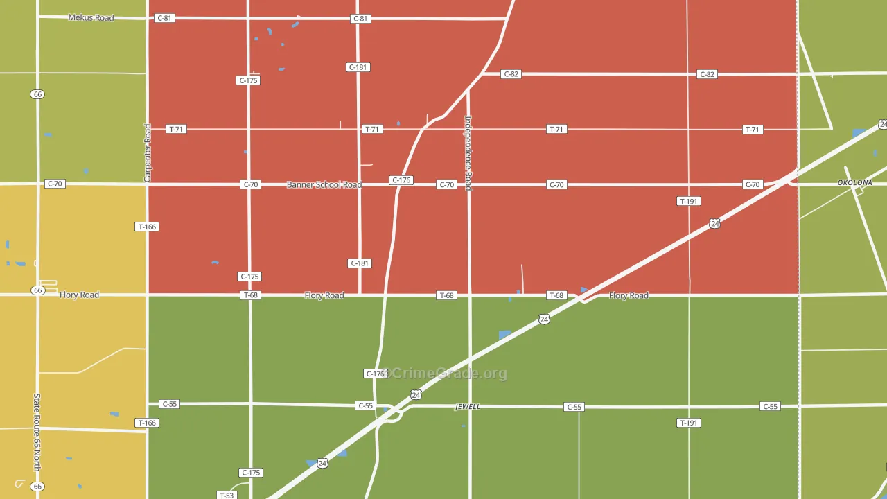Jewell, OH Map of Assault Rates