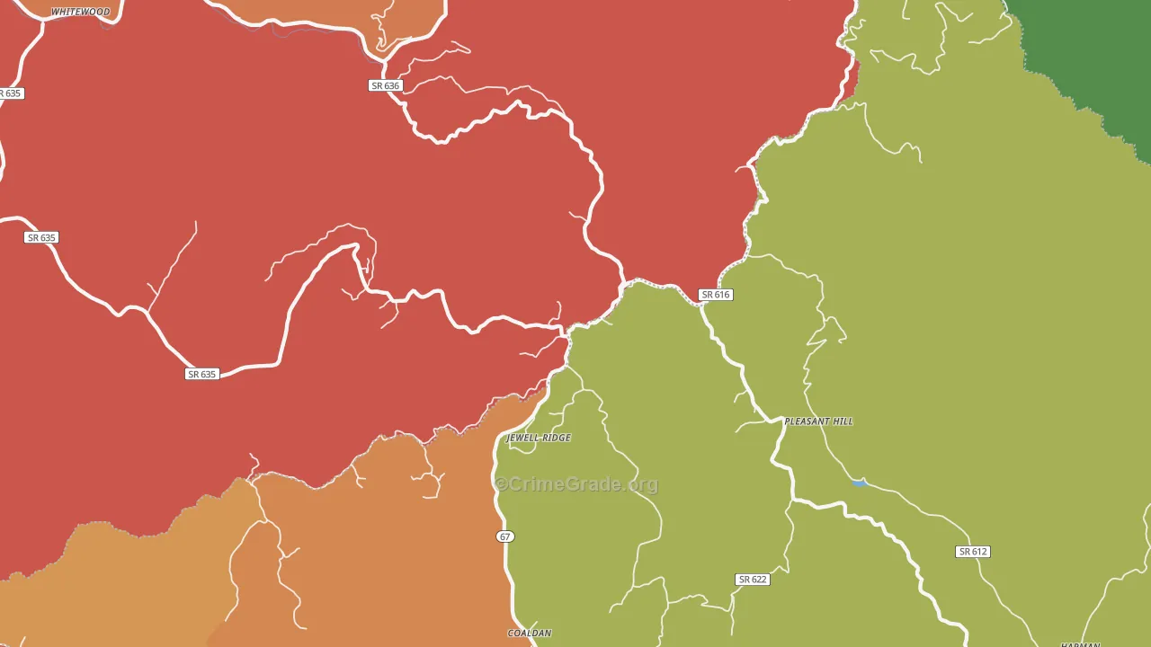 Jewell Ridge, VA Map of Assault Rates