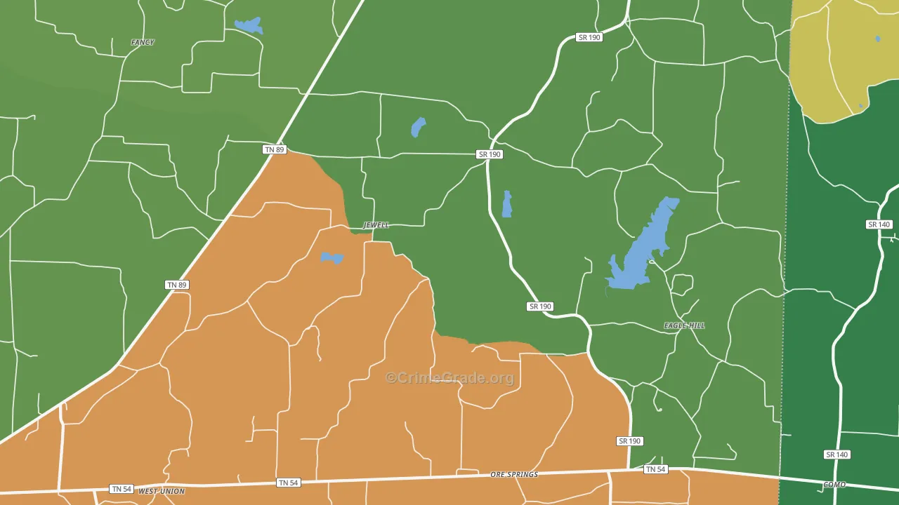 Jewell, TN Map of Assault Rates