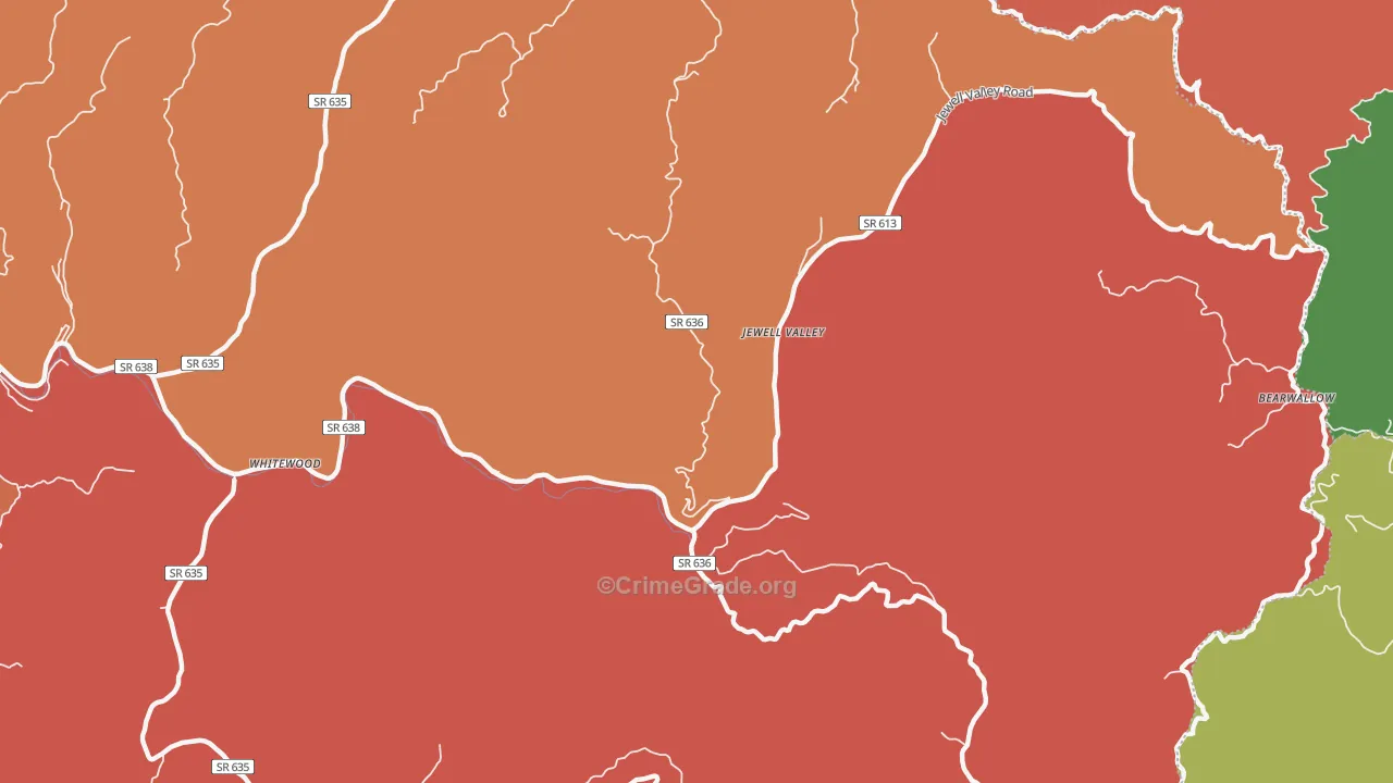 Jewell Valley, VA Map of Assault Rates